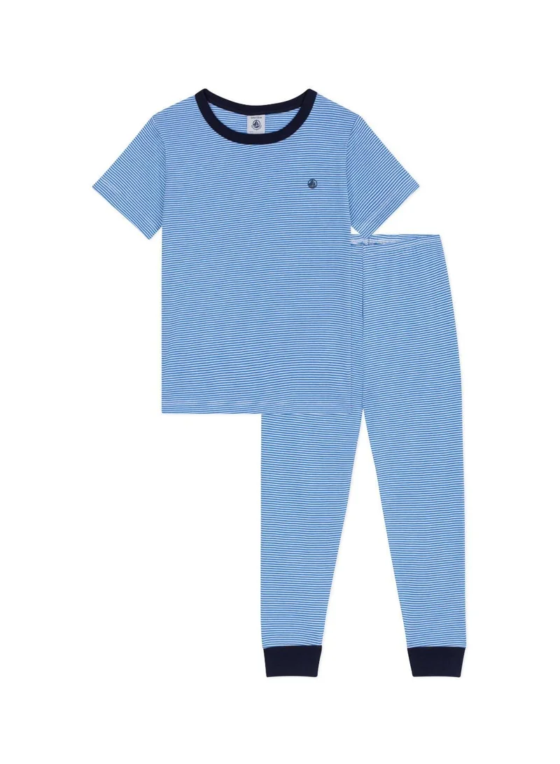 بيتي باتو Children's short-sleeved long-leg stripy cotton pyjamas